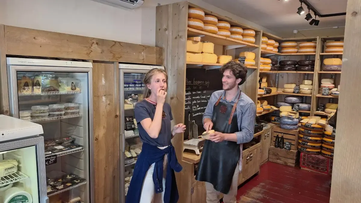 Local Dutch snacks at a food stop in Delft, on the route of the self-guided food audio tour