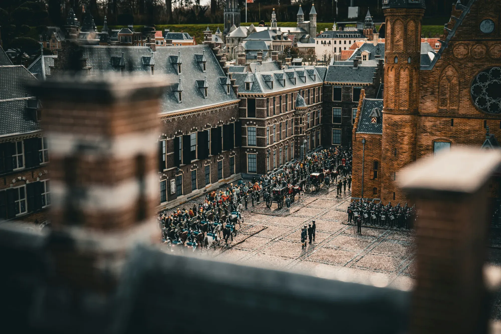 The Binnenhof at 1:25 scale at Madurodam, with the Prinsjesdag procession in miniature
