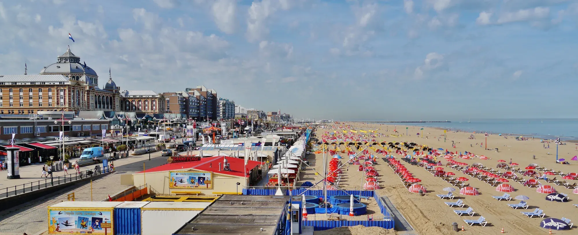 The beach at Scheveningen with the Kurhaus and the boulevard behind it